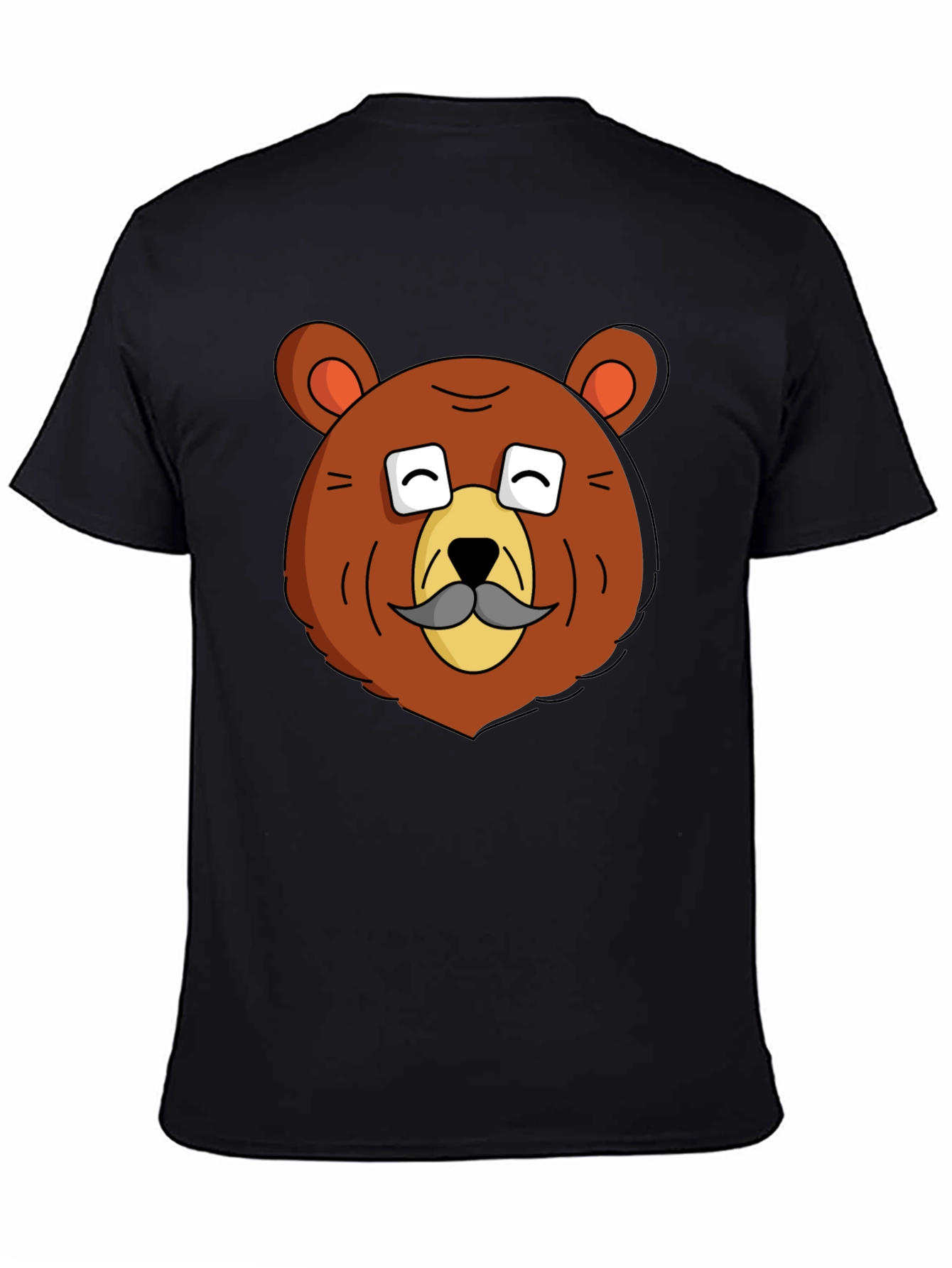 Funny Bear with Mustache Graphic T-Shirt
