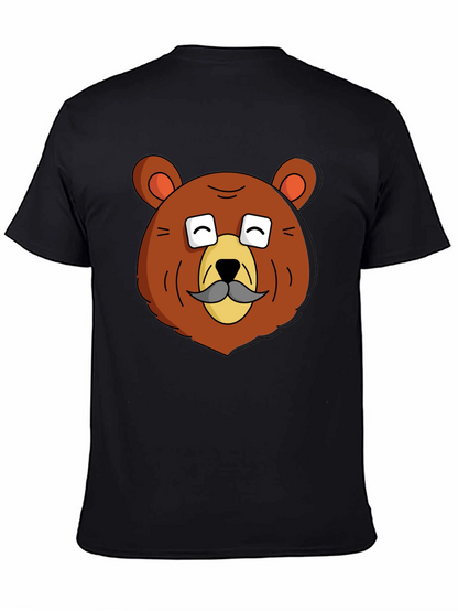 Funny Bear with Mustache Graphic T-Shirt