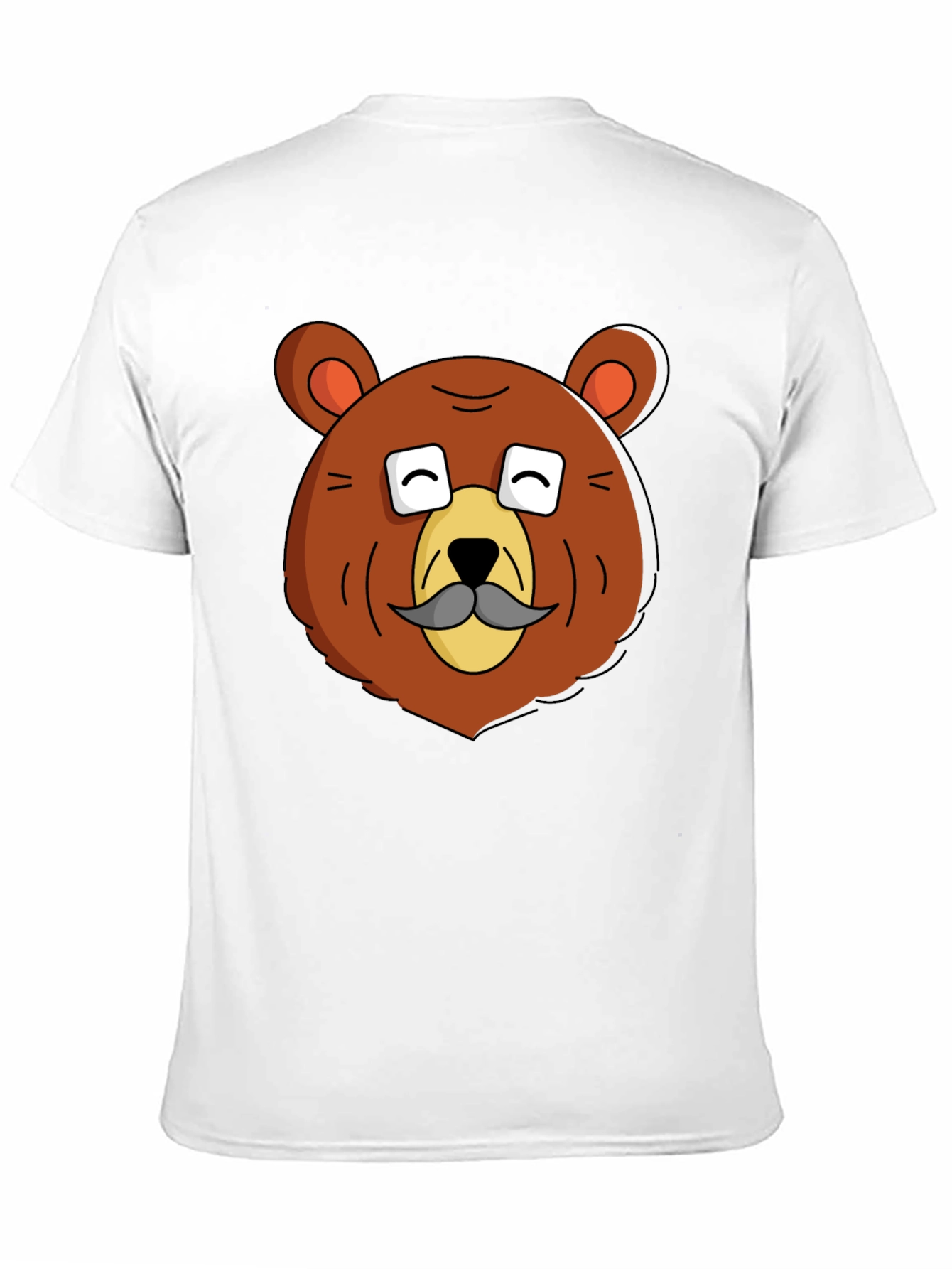 Funny Bear with Mustache Graphic T-Shirt