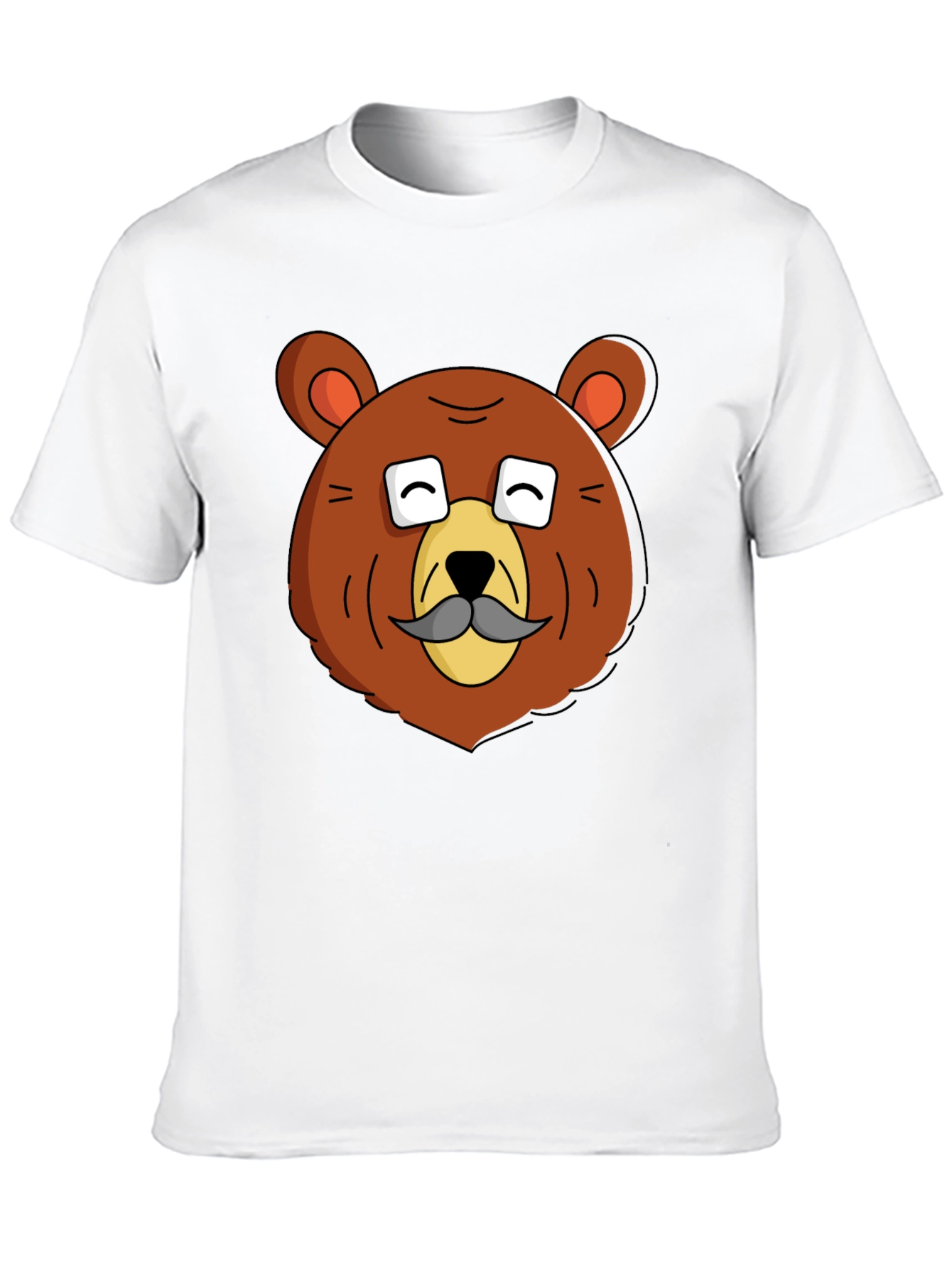 Funny Bear with Mustache Graphic T-Shirt