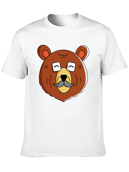Funny Bear with Mustache Graphic T-Shirt