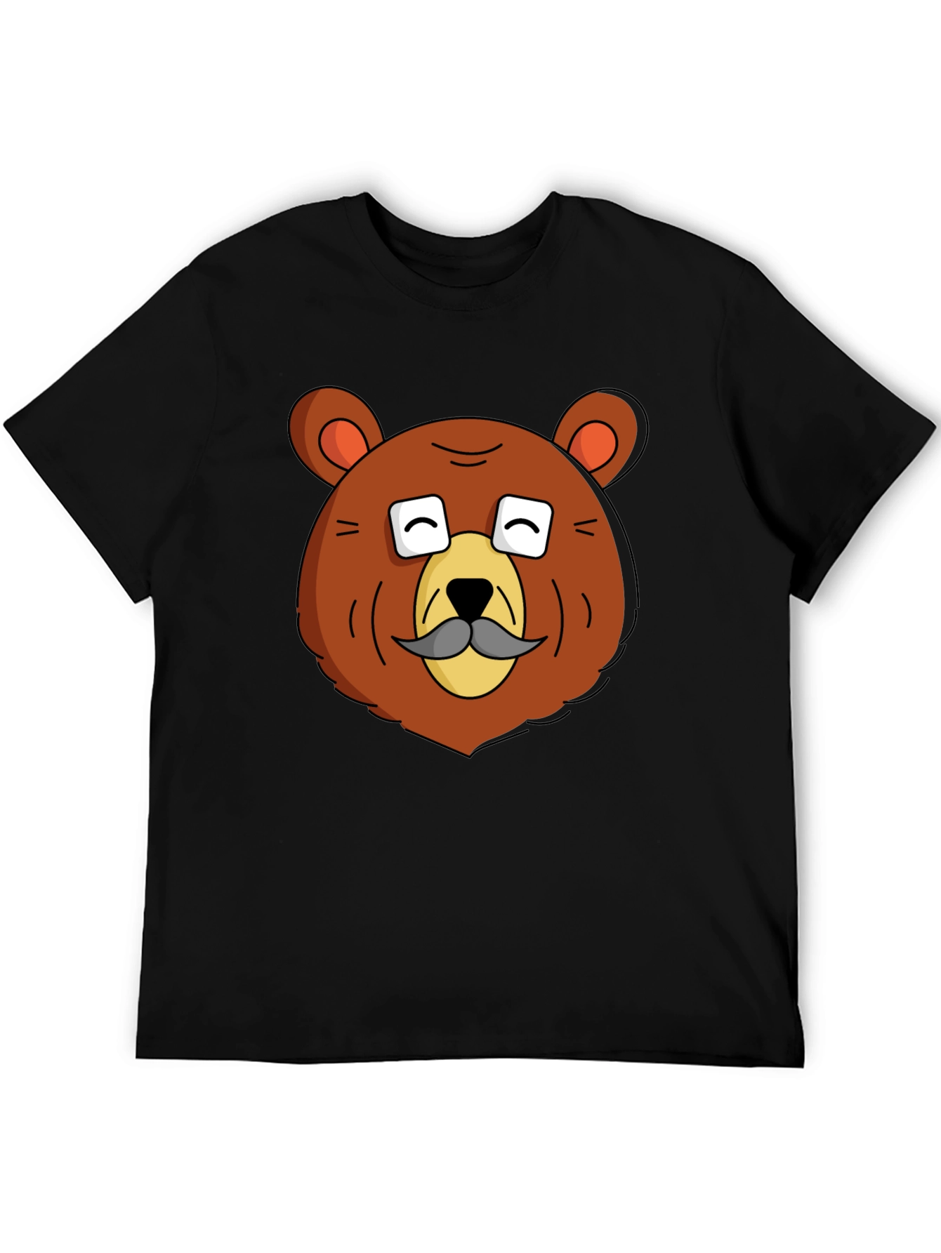Funny Bear with Mustache Graphic T-Shirt