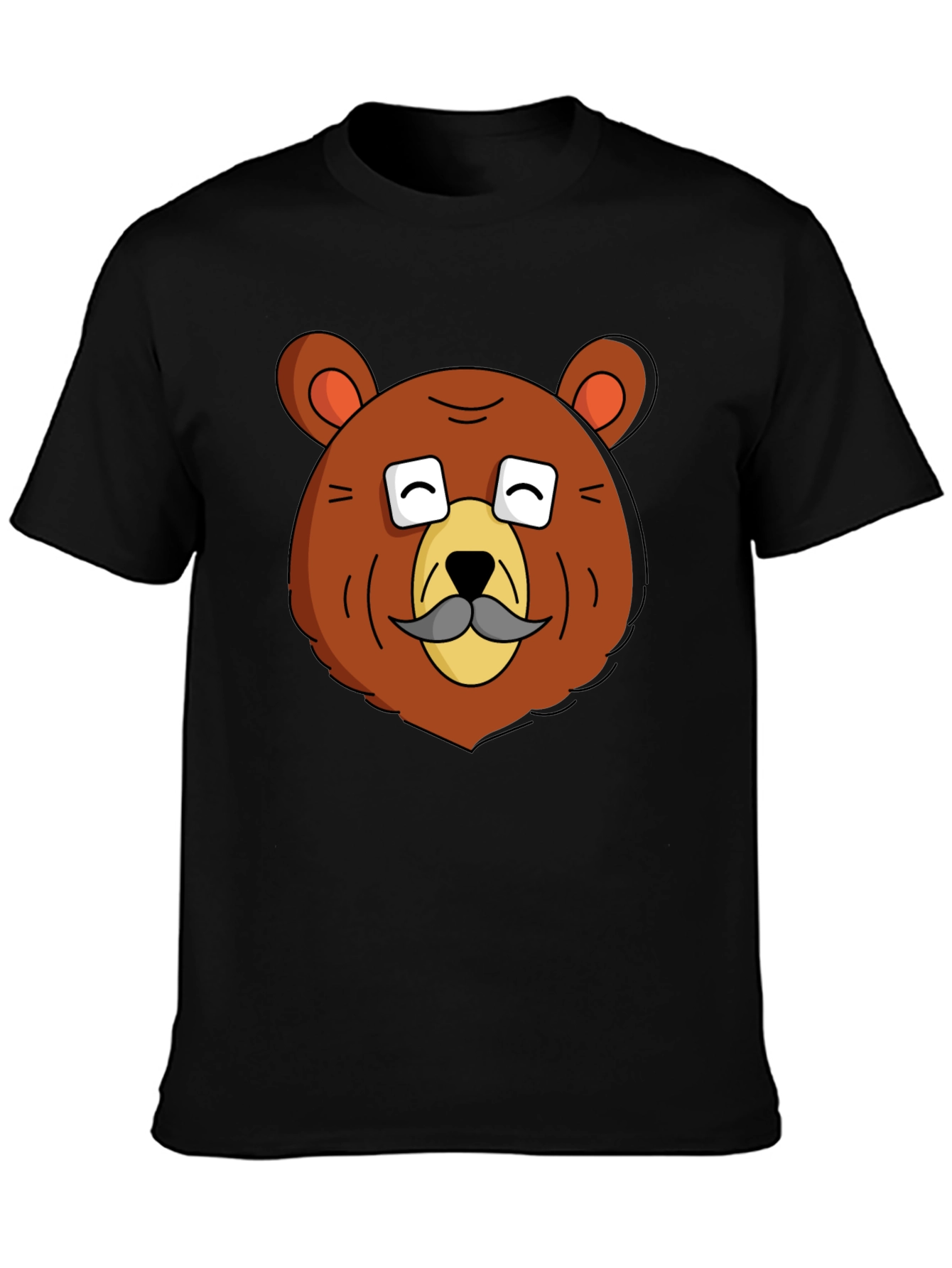 Funny Bear with Mustache Graphic T-Shirt