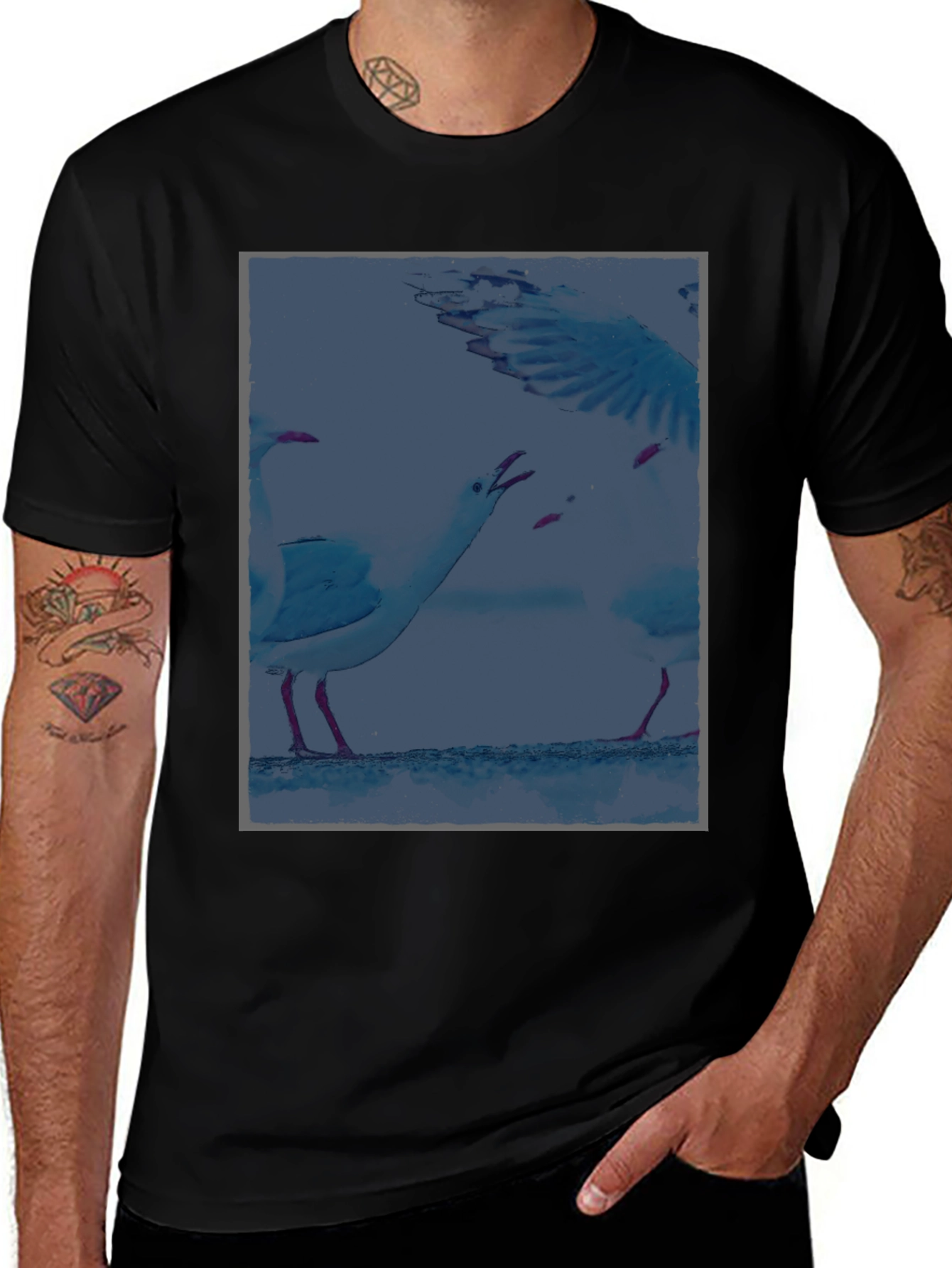Seagull Graphic T-Shirt - Unique Coastal Design