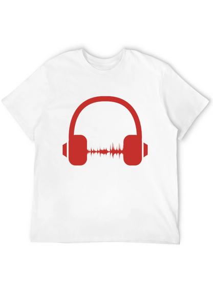 Red Headphone Graphic Black T-Shirt