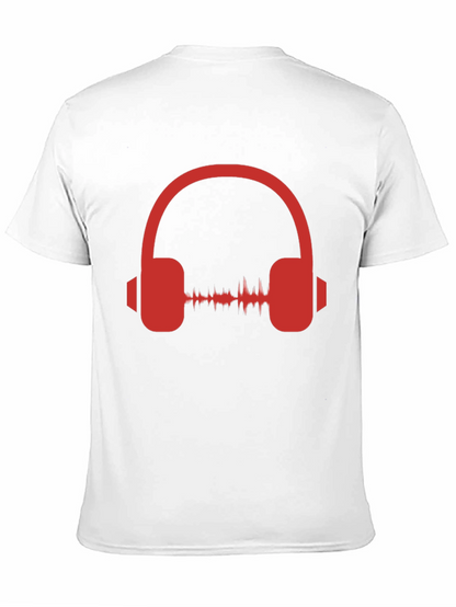 Red Headphone Graphic Black T-Shirt