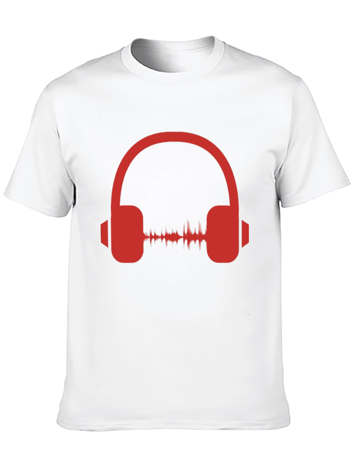 Red Headphone Graphic Black T-Shirt