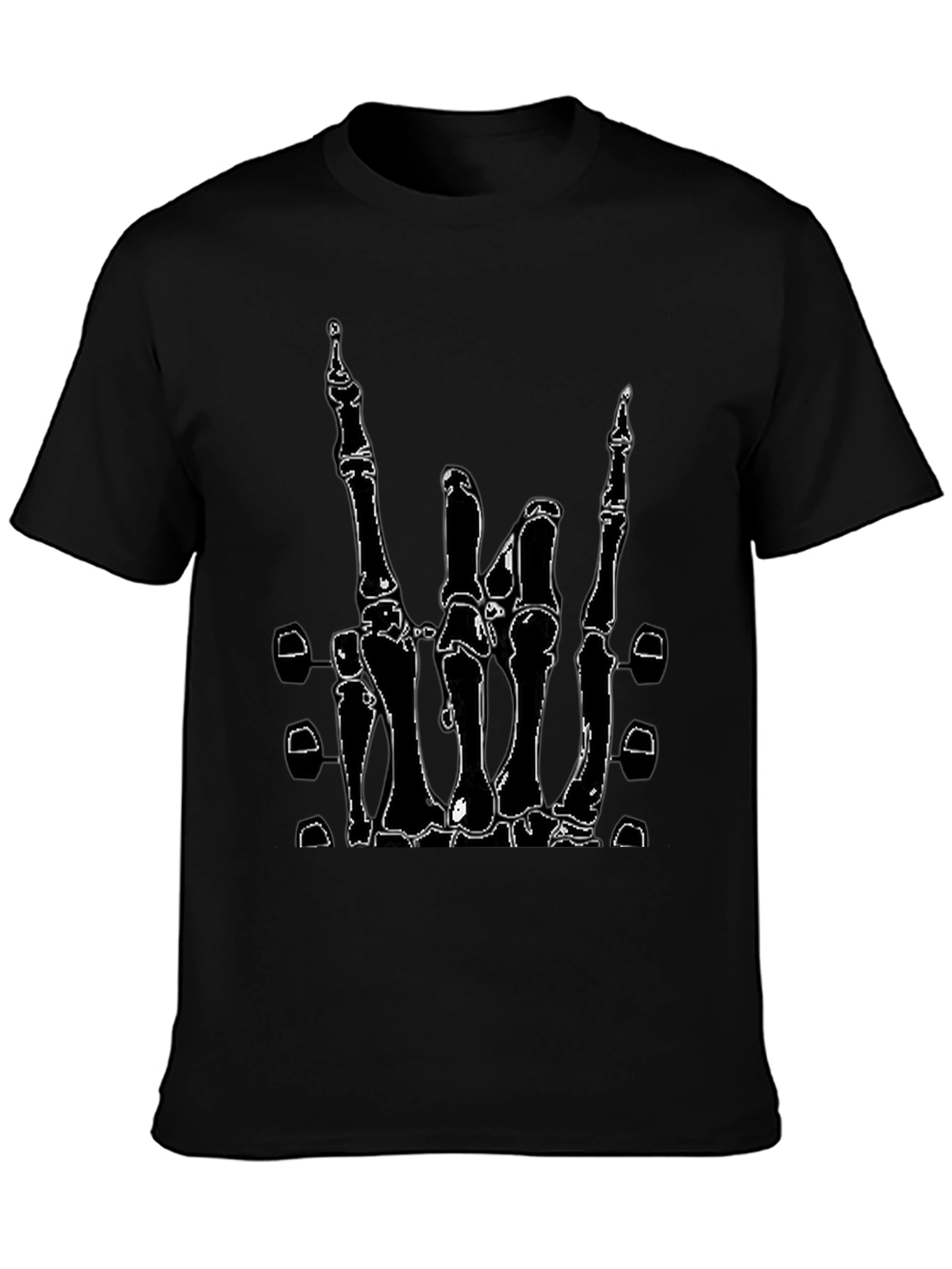 Skeleton Hand Rock On T-Shirt - Black