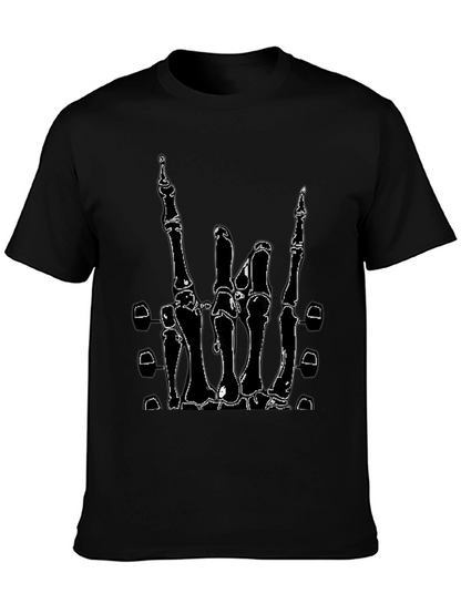 Skeleton Hand Rock On T-Shirt - Black
