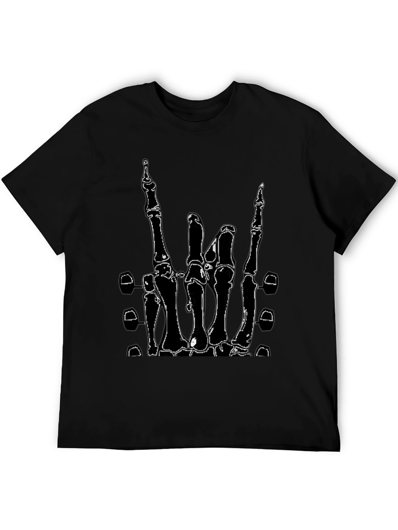 Skeleton Hand Rock On T-Shirt - Black