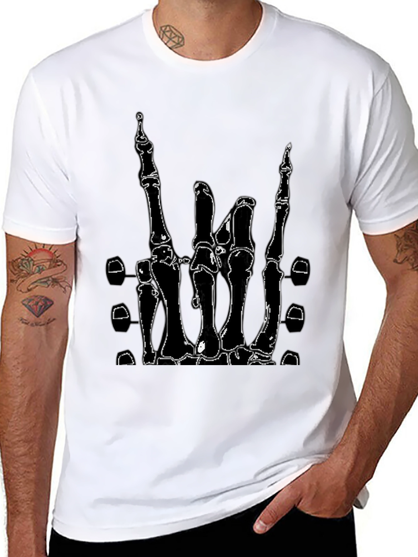Skeleton Hand Rock On T-Shirt - Black