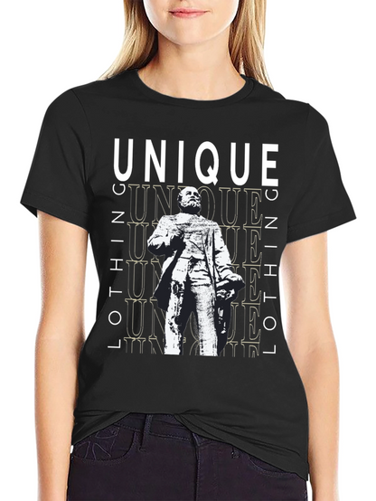 Unique Statue Graphic Black T-Shirt