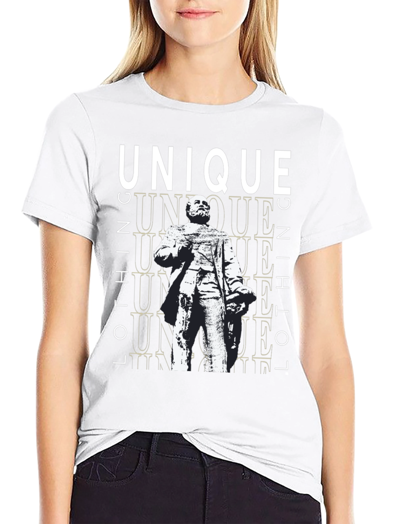 Unique Statue Graphic Black T-Shirt