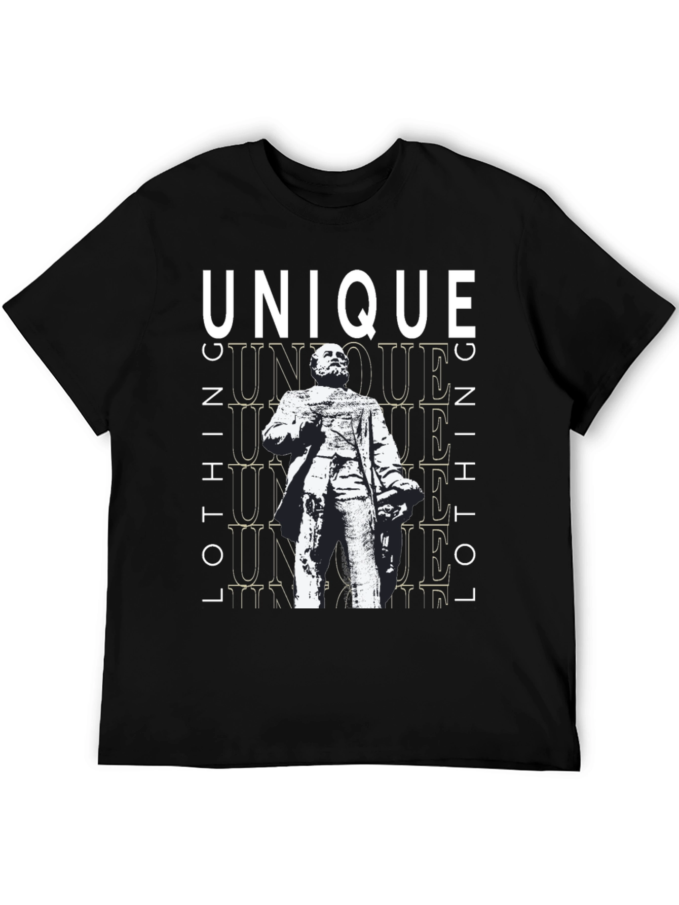 Unique Statue Graphic Black T-Shirt