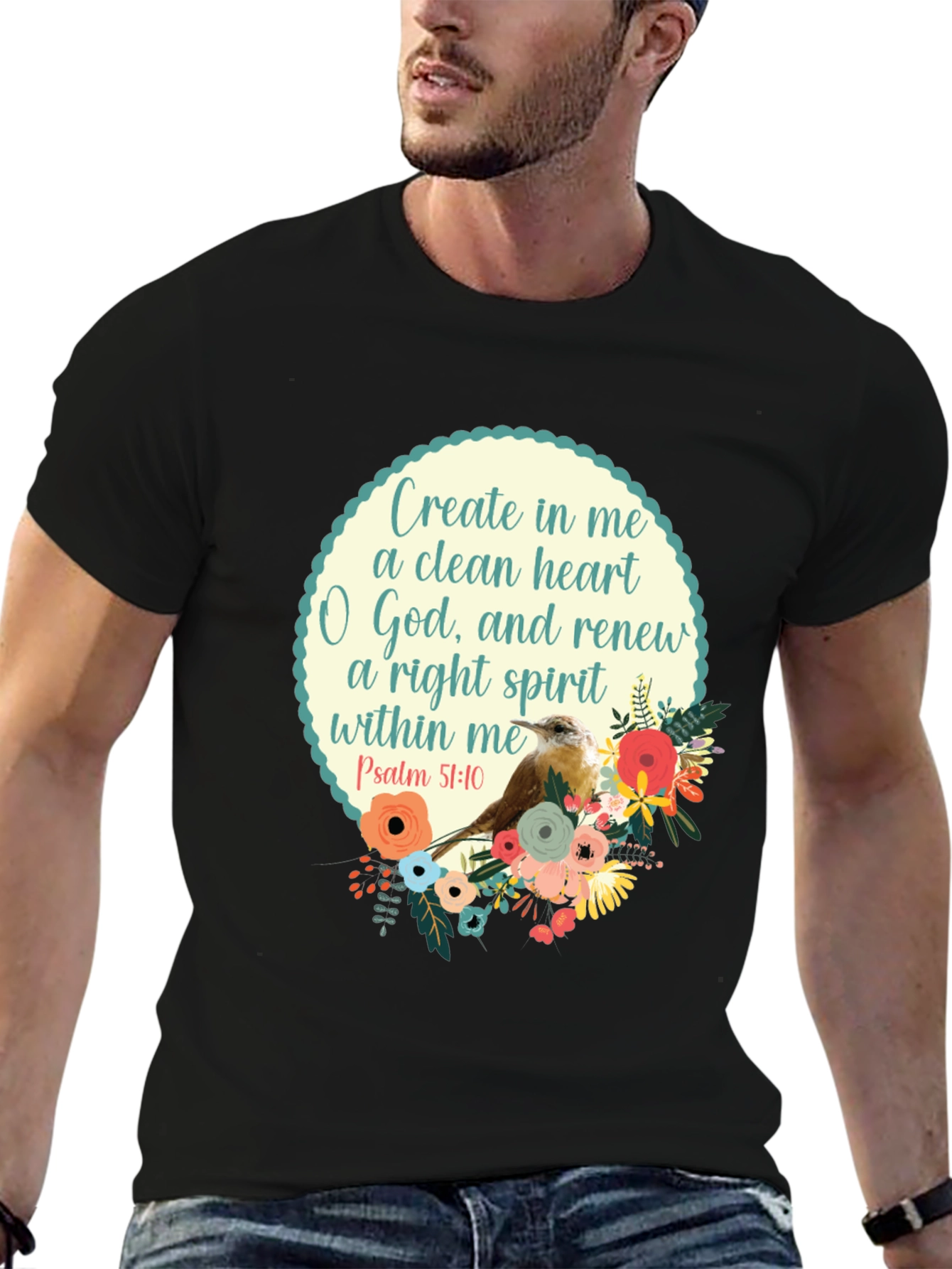 Psalm 51:10 Graphic T-Shirt