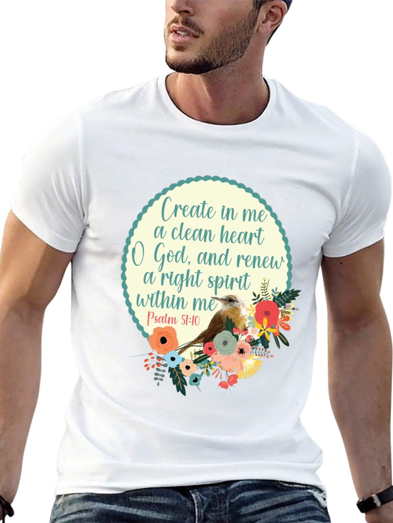 Psalm 51:10 Graphic T-Shirt