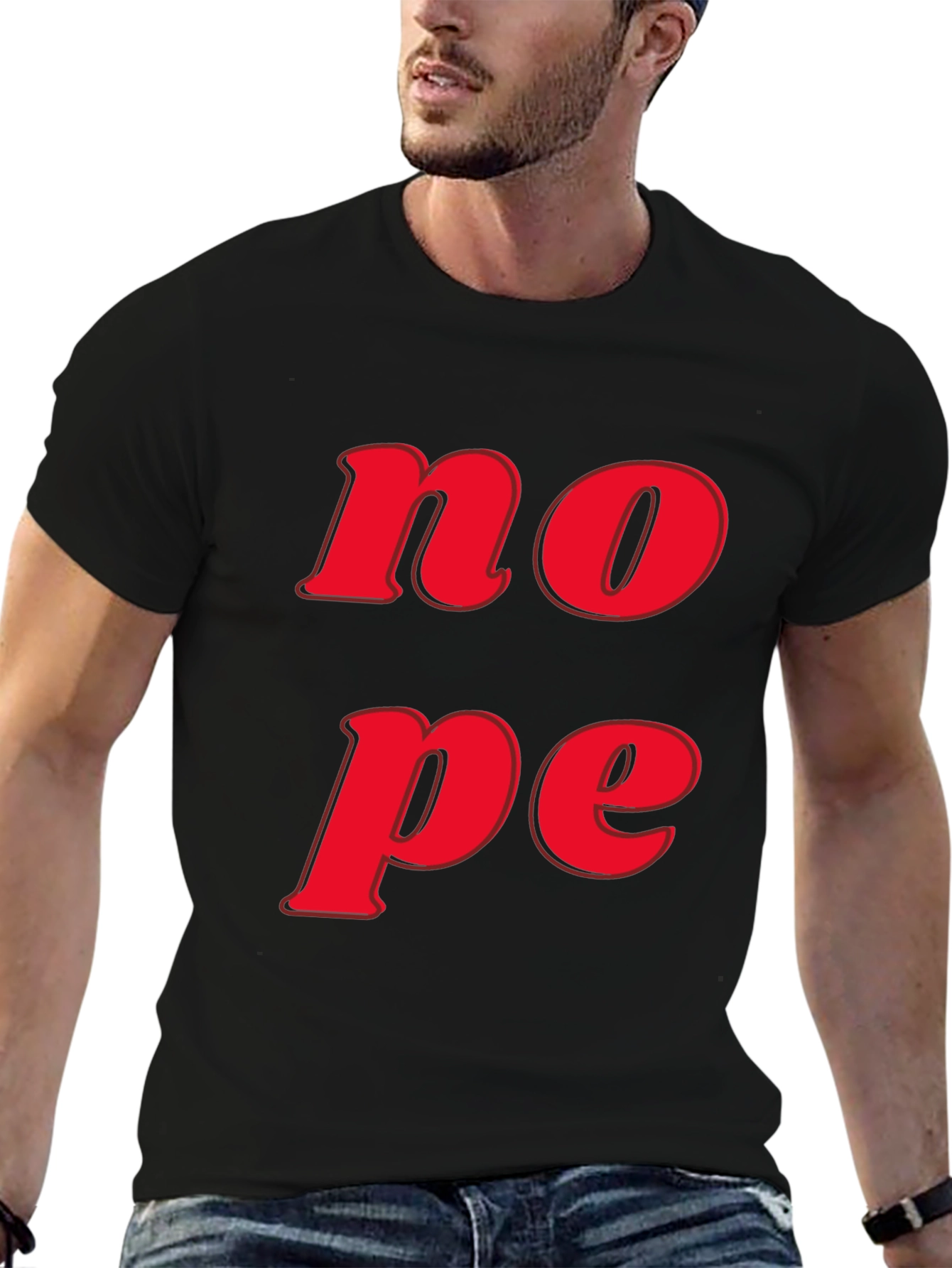 Nope Graphic Tee - Casual Short Sleeve T-Shirt