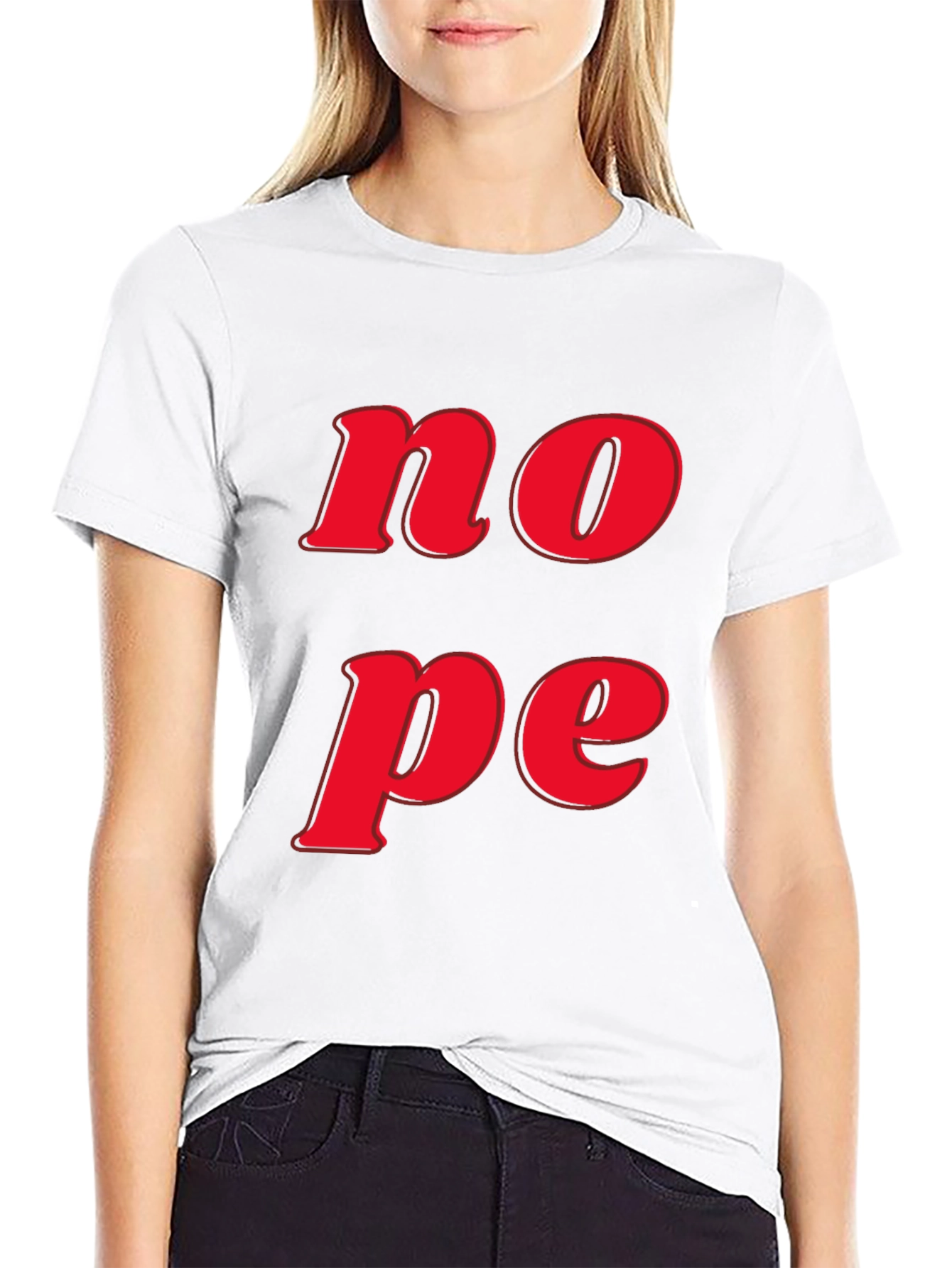 Nope Graphic Tee - Casual Short Sleeve T-Shirt