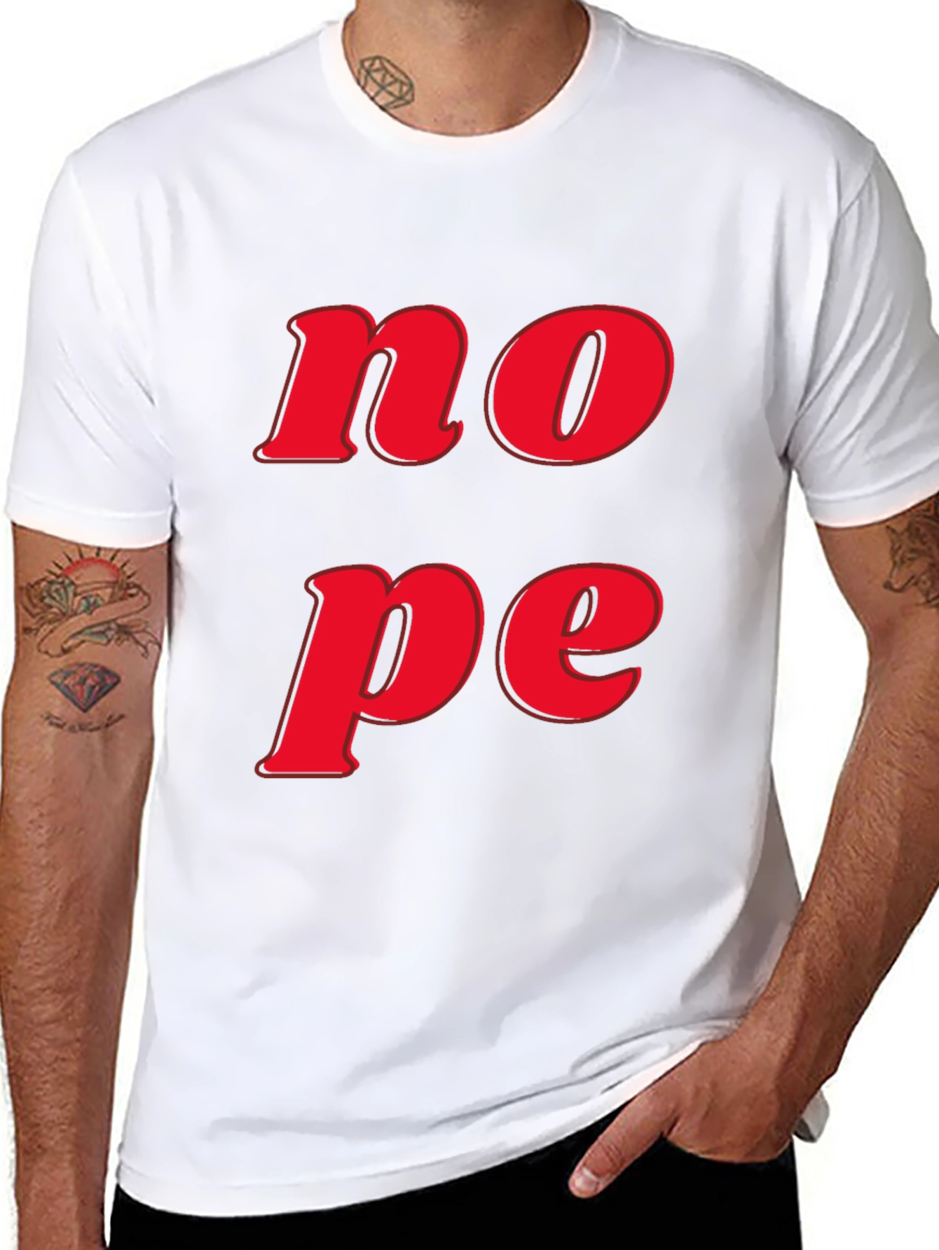 Nope Graphic Tee - Casual Short Sleeve T-Shirt