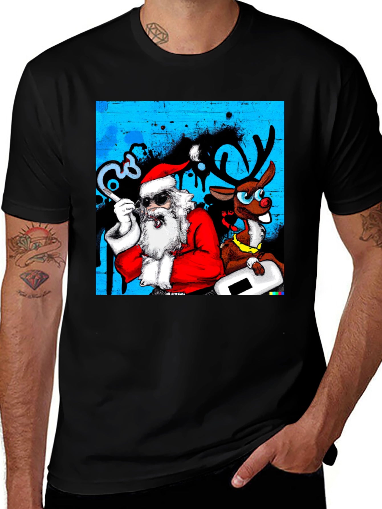 Cool Santa & Reindeer T-Shirt - Holiday Fun!