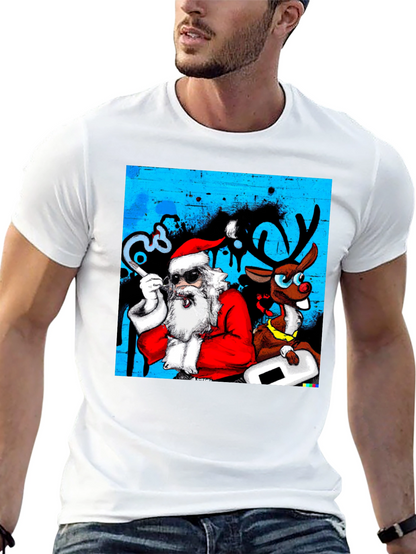 Cool Santa & Reindeer T-Shirt - Holiday Fun!