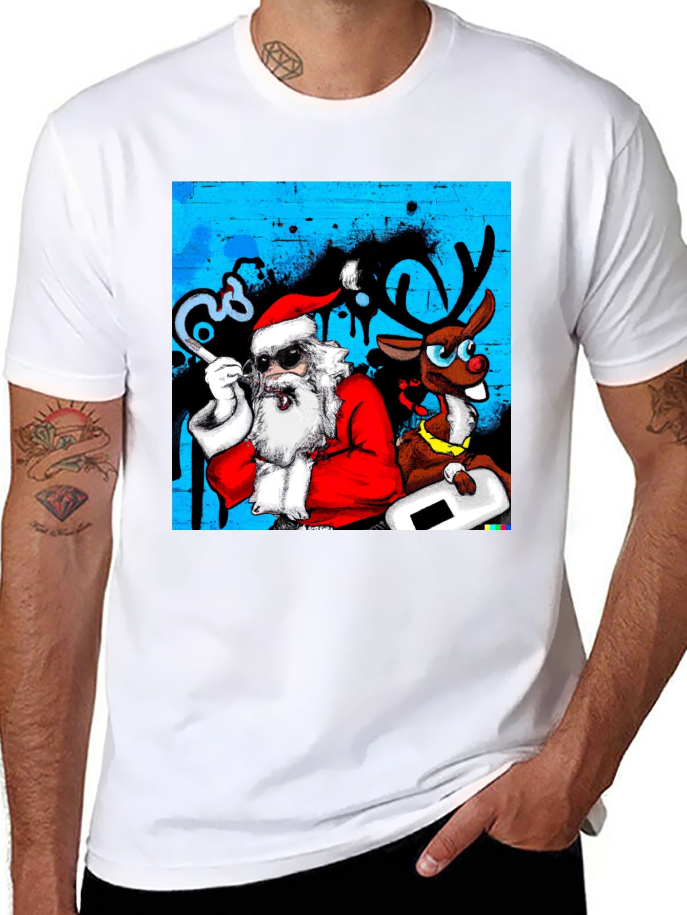 Cool Santa & Reindeer T-Shirt - Holiday Fun!