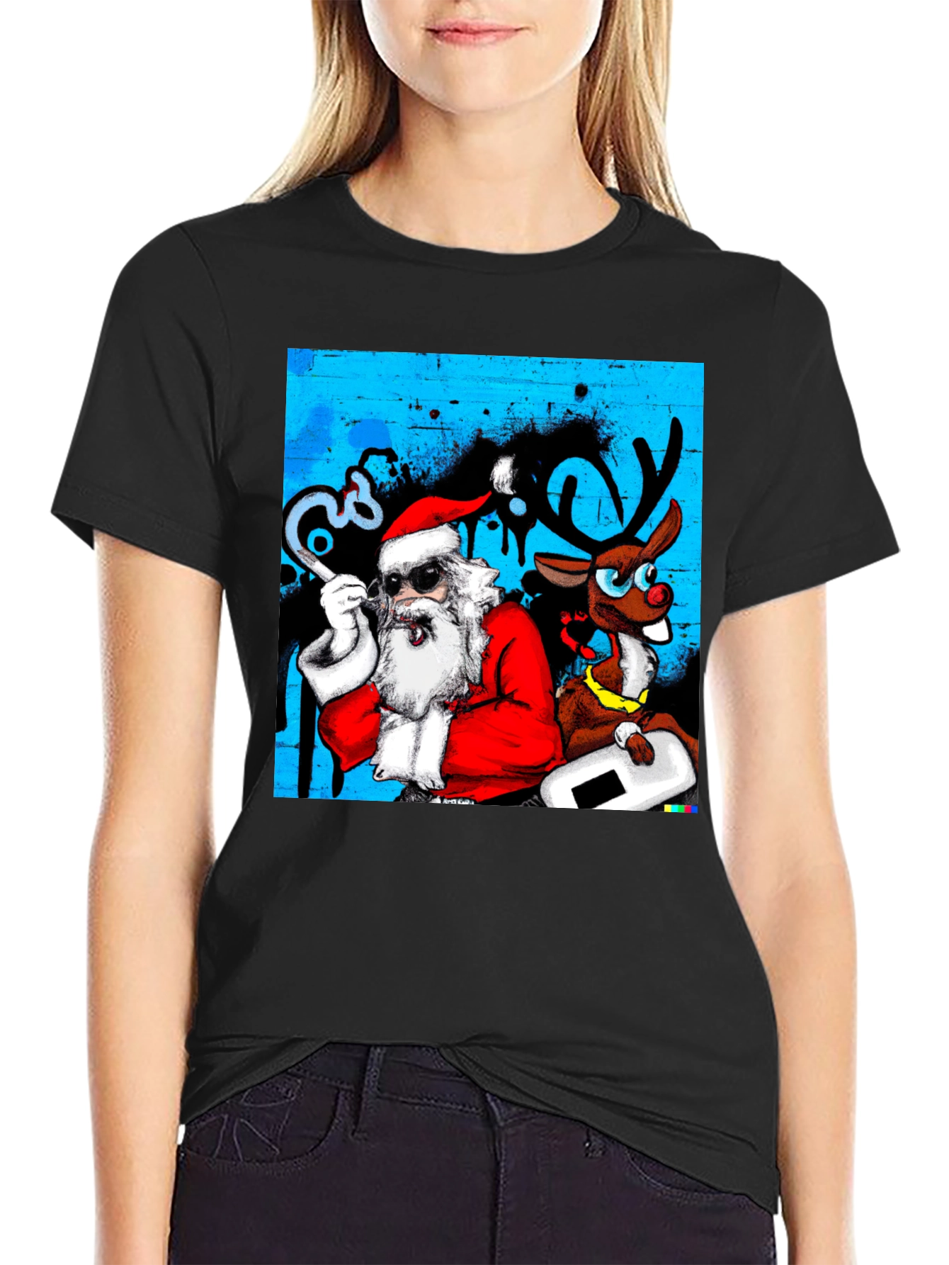 Cool Santa & Reindeer T-Shirt - Holiday Fun!