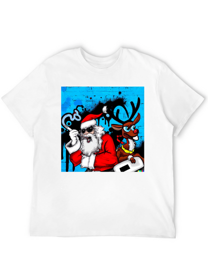 Cool Santa & Reindeer T-Shirt - Holiday Fun!