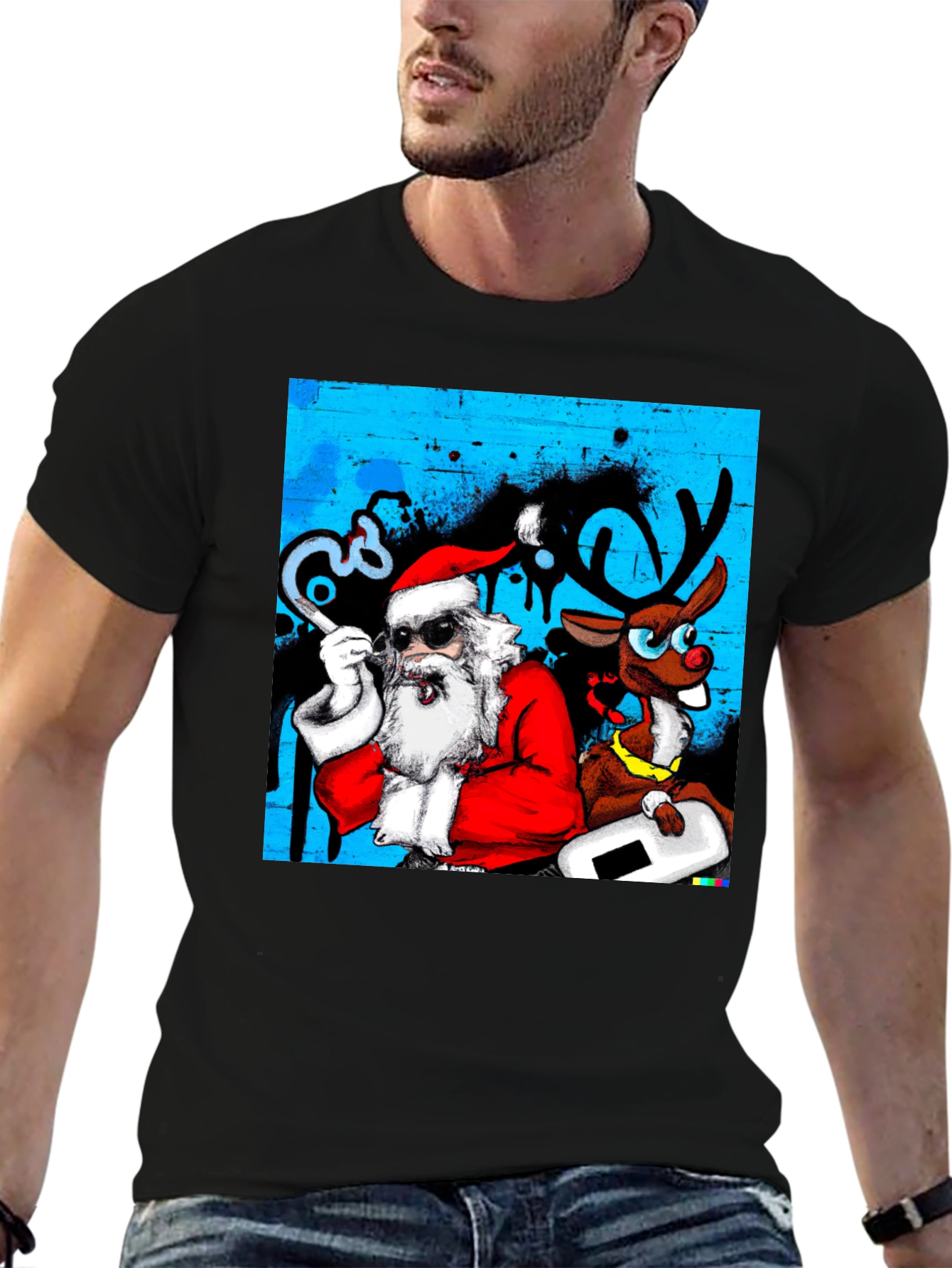 Cool Santa & Reindeer T-Shirt - Holiday Fun!