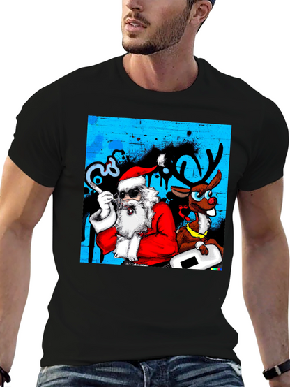 Cool Santa & Reindeer T-Shirt - Holiday Fun!