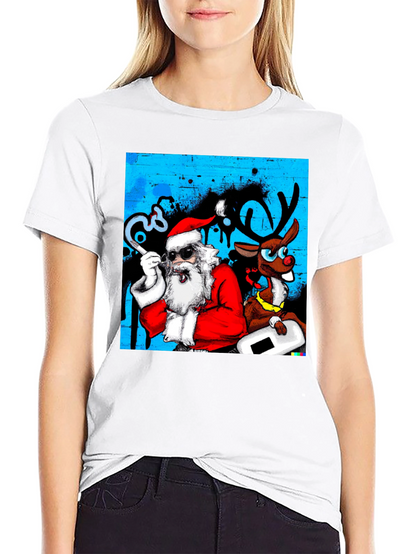 Cool Santa & Reindeer T-Shirt - Holiday Fun!
