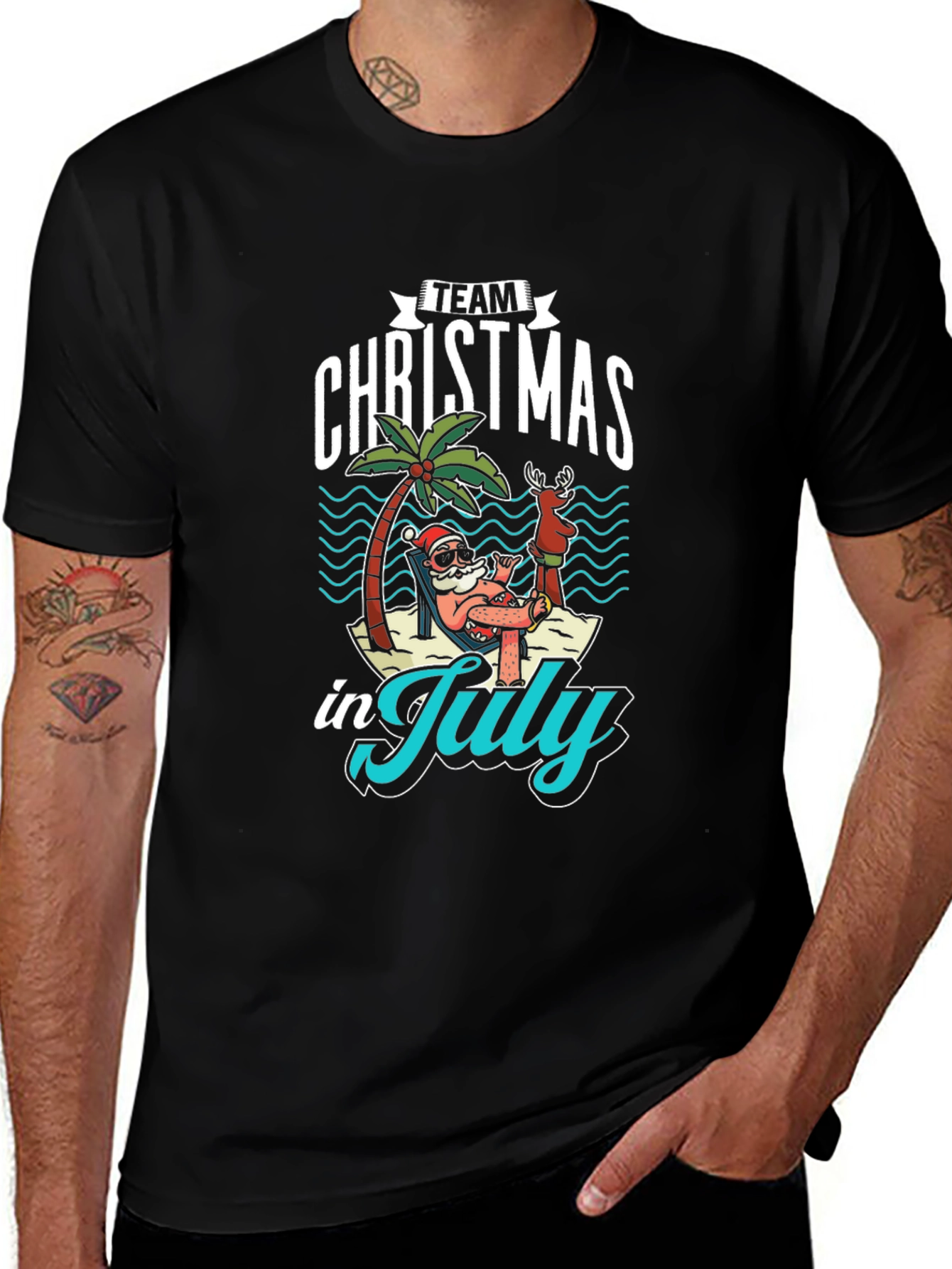 Team Christmas in July Black T-Shirt