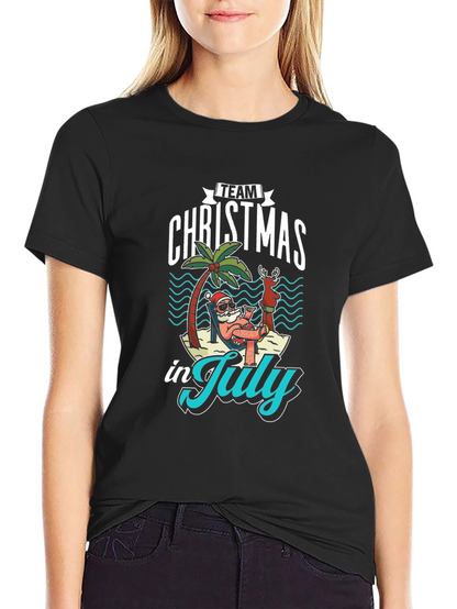 Team Christmas in July Black T-Shirt