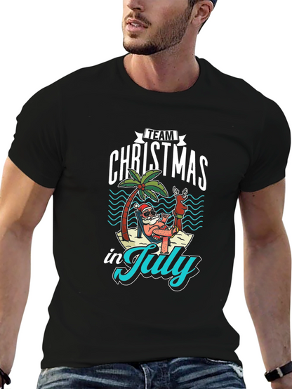 Team Christmas in July Black T-Shirt