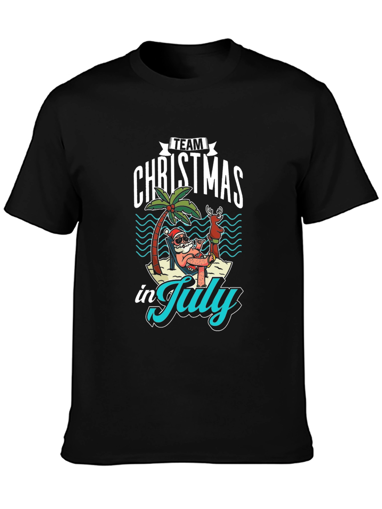 Team Christmas in July Black T-Shirt