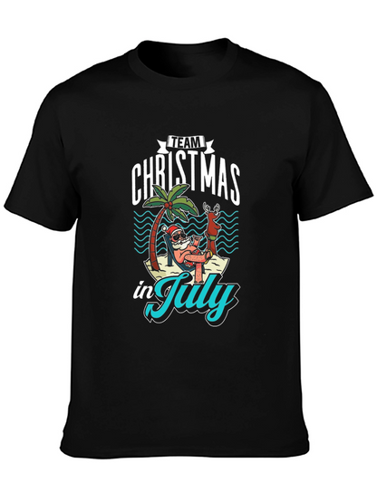 Team Christmas in July Black T-Shirt