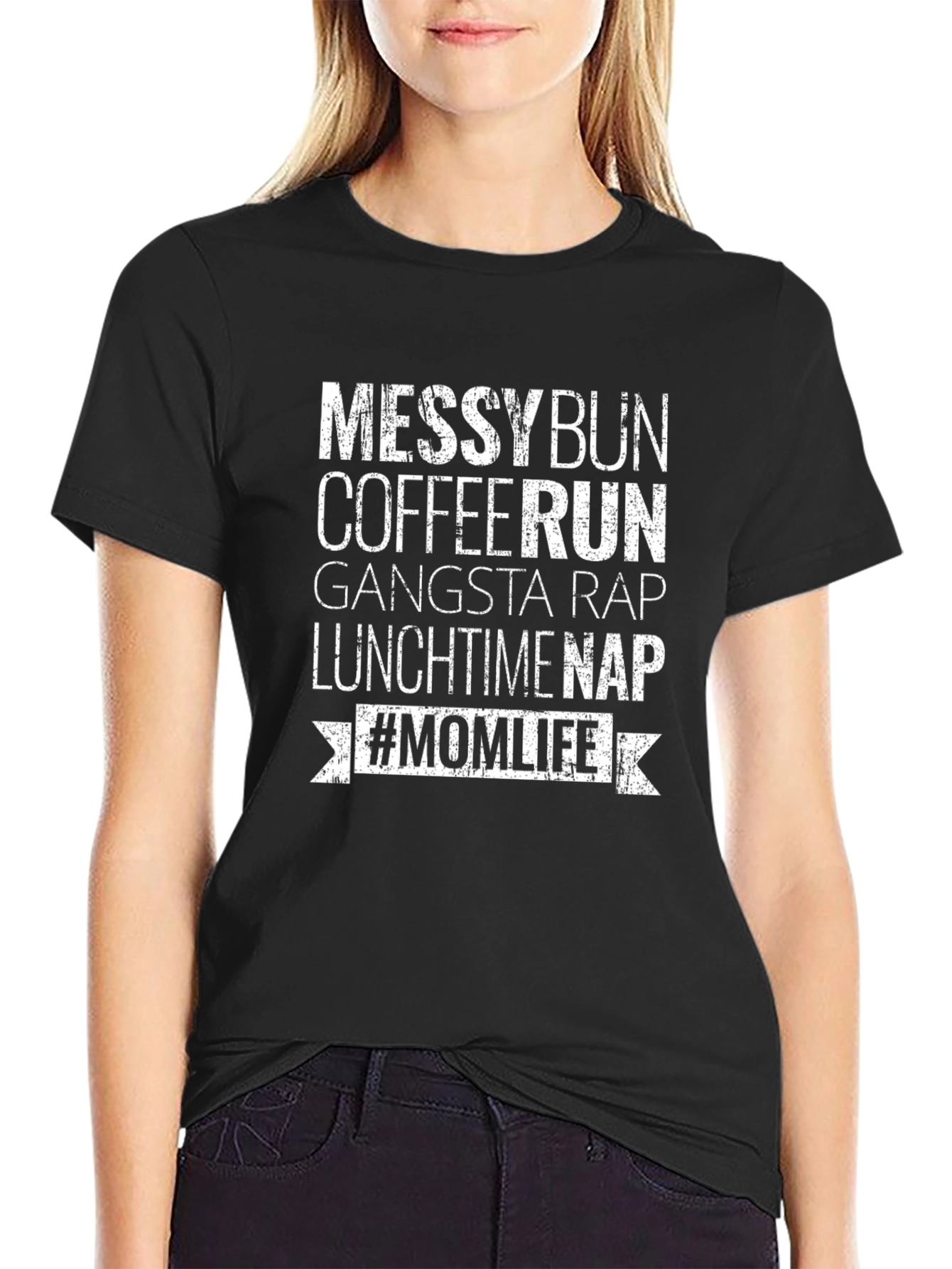 Messy Bun Coffee Run #Momlife Graphic Tee