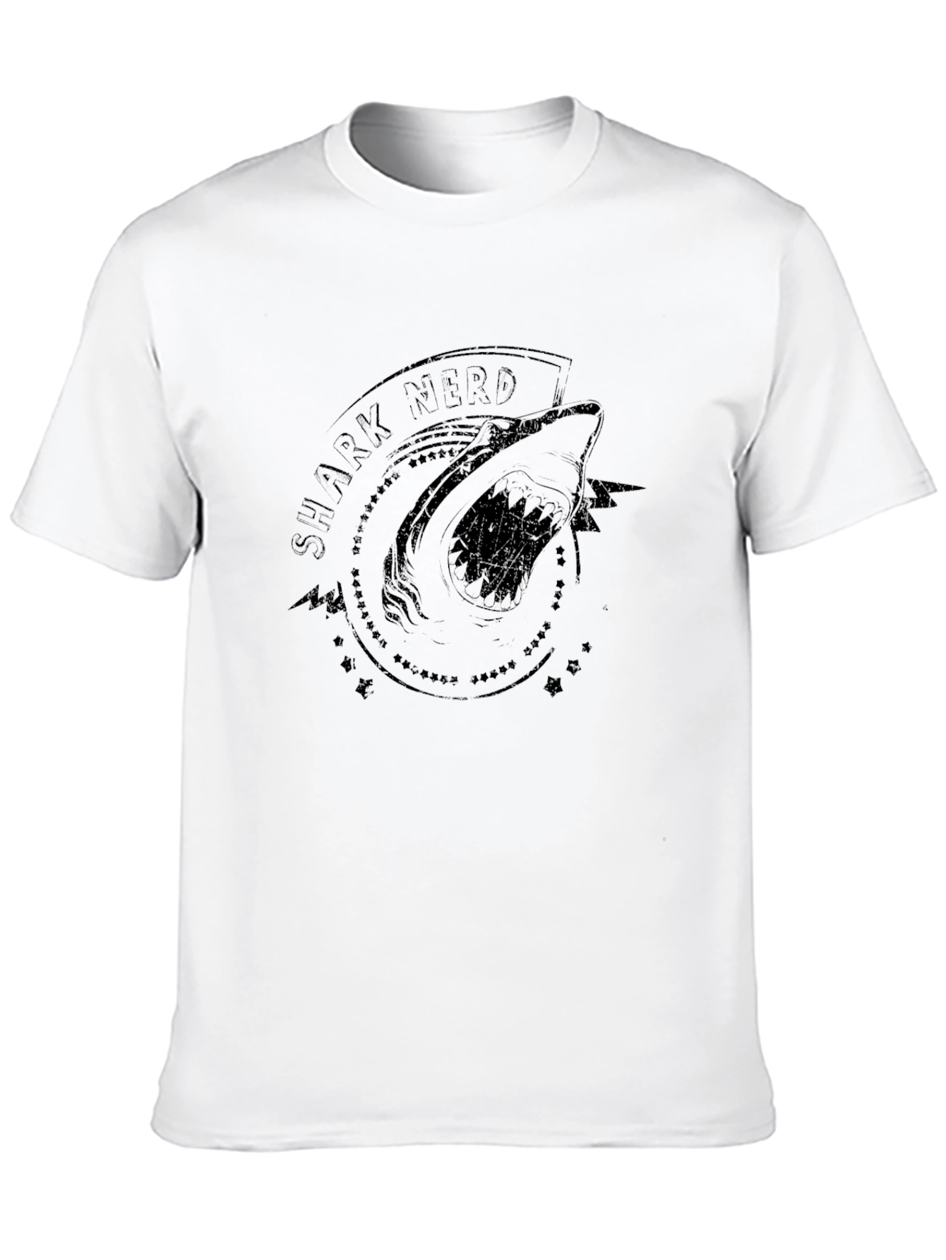 Shark Nerd Graphic Tee - Black Cotton T-Shirt