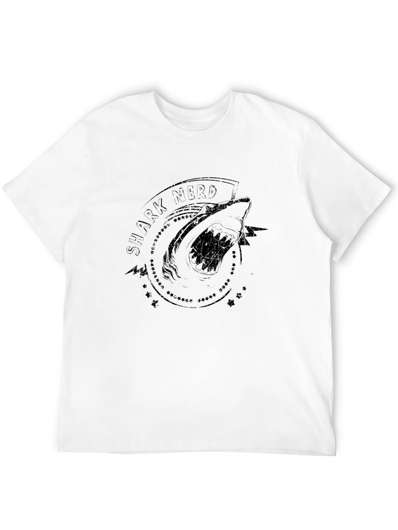 Shark Nerd Graphic Tee - Black Cotton T-Shirt
