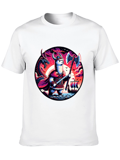 Llama Viking Graphic T-Shirt - Crew Neck