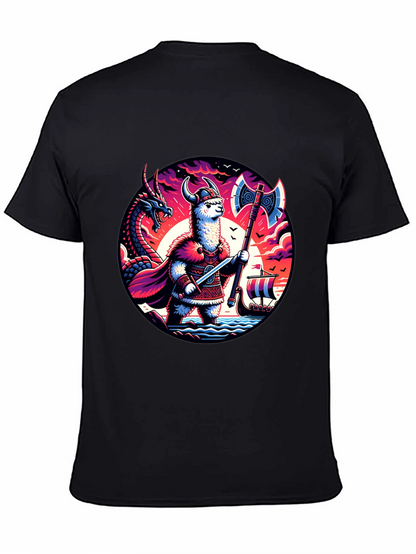 Llama Viking Graphic T-Shirt - Crew Neck