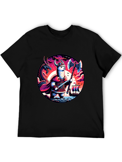 Llama Viking Graphic T-Shirt - Crew Neck