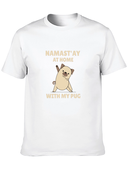 Namastay at Home With My Pug Black T-Shirt