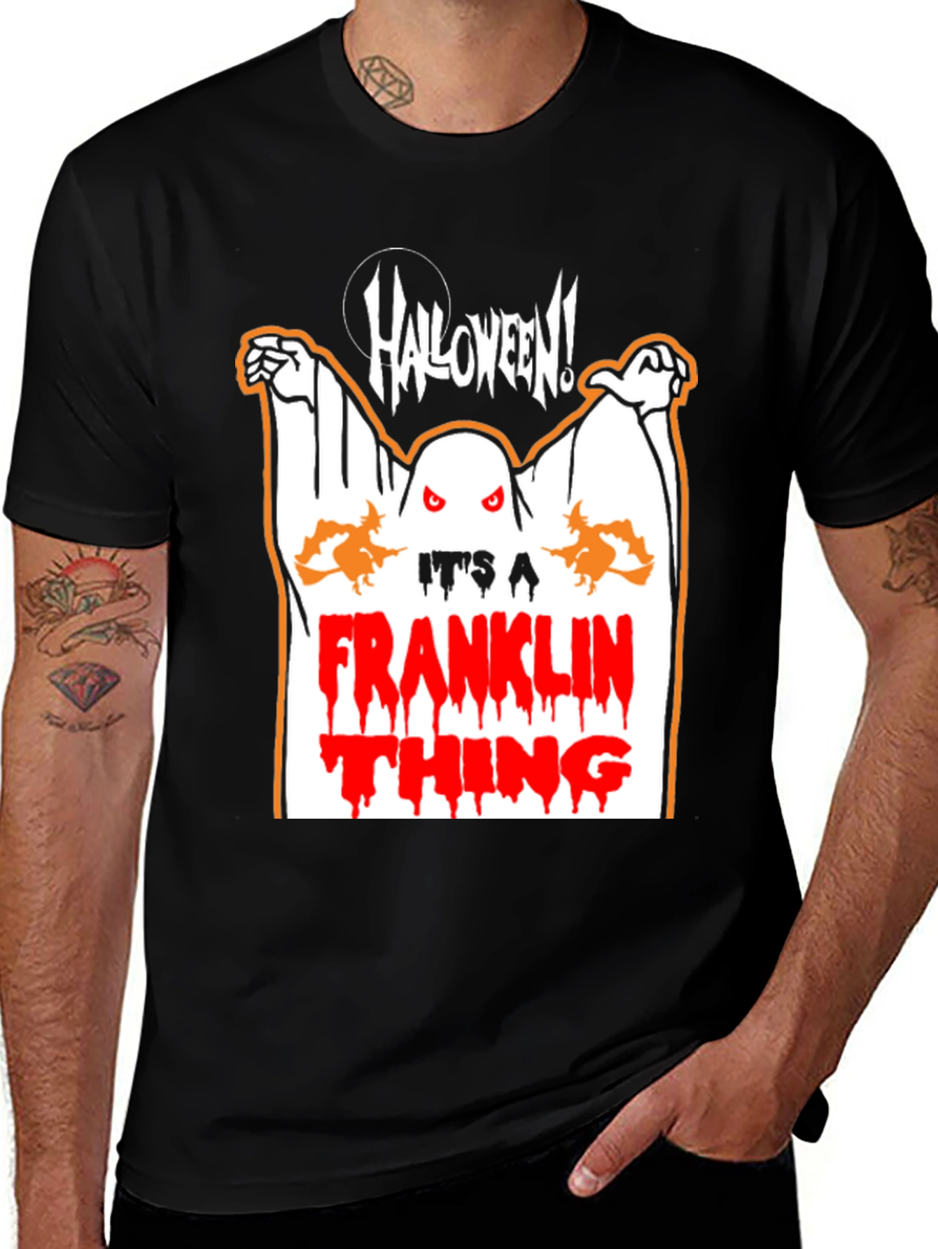 Halloween Franklin Thing Black T-Shirt