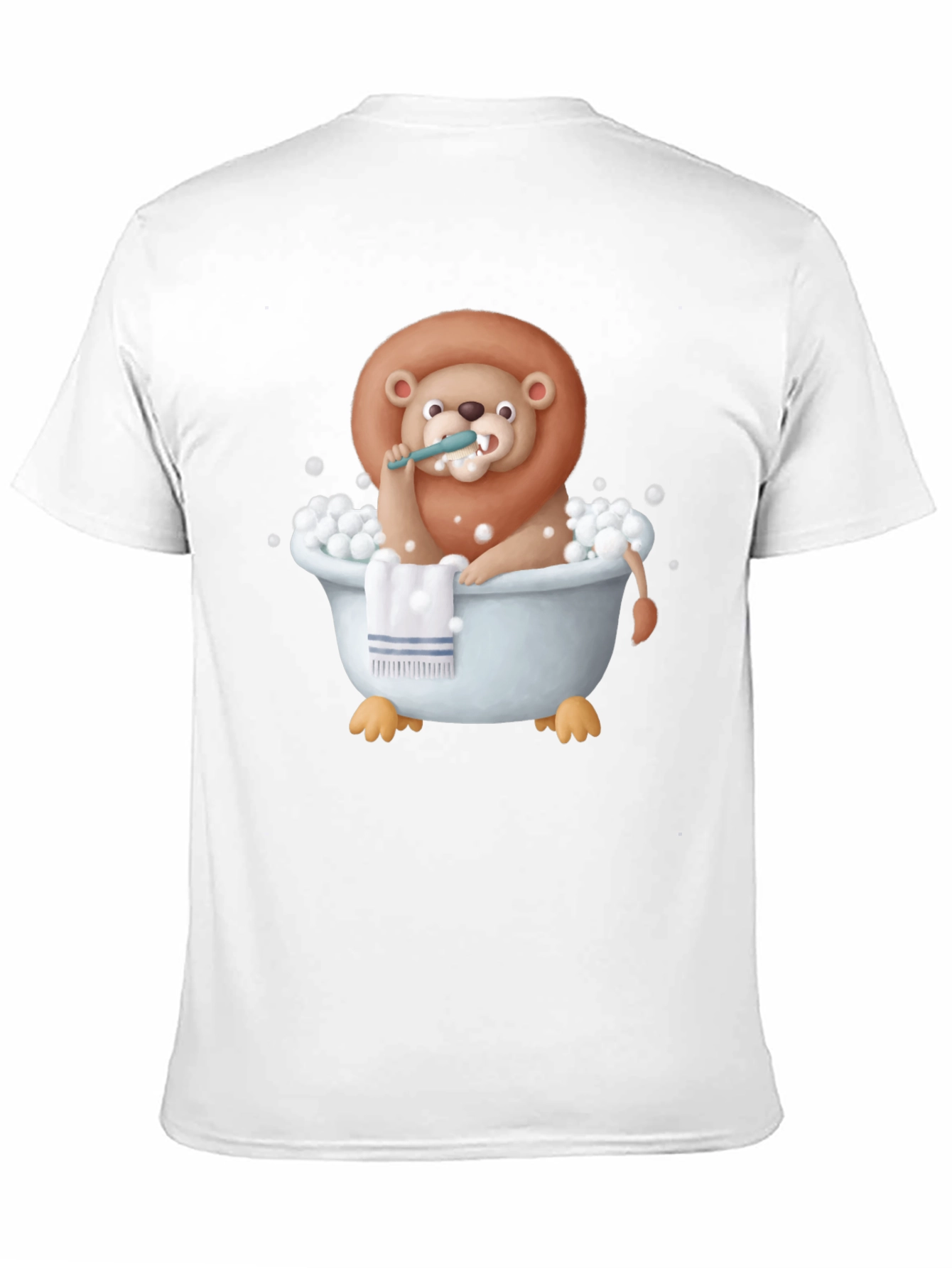 Funny Lion in Bathtub Graphic T-Shirt
