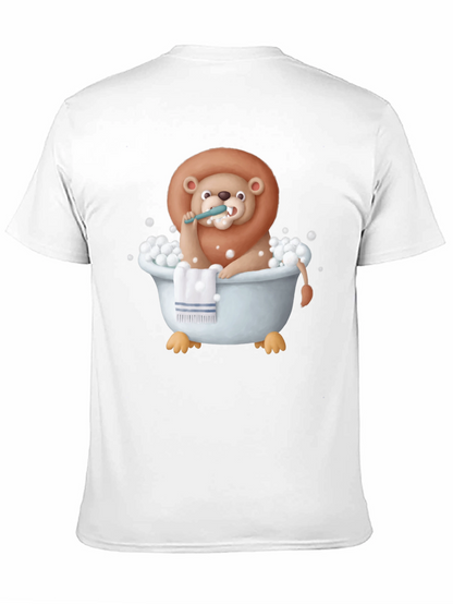 Funny Lion in Bathtub Graphic T-Shirt