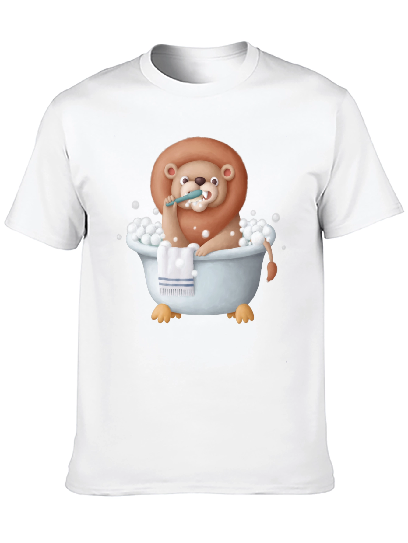 Funny Lion in Bathtub Graphic T-Shirt