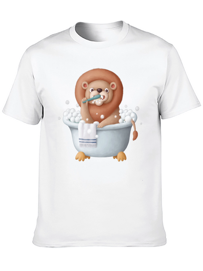 Funny Lion in Bathtub Graphic T-Shirt