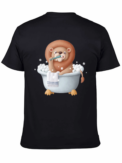 Funny Lion in Bathtub Graphic T-Shirt