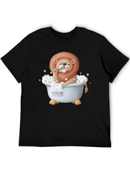Funny Lion in Bathtub Graphic T-Shirt